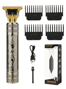 Professional Cordless Hair Trimmer – T-Blade Close-Cutting, Washable, High-Speed Copper Motor for Men's Beard & Hairline Detailing