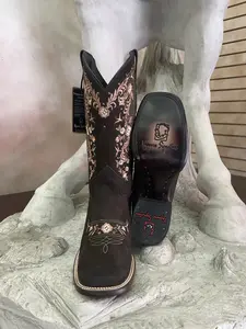 2461132602 - Vaquero Signature Women's Wide Square Toe Boot Nobuck Cafe - 1407