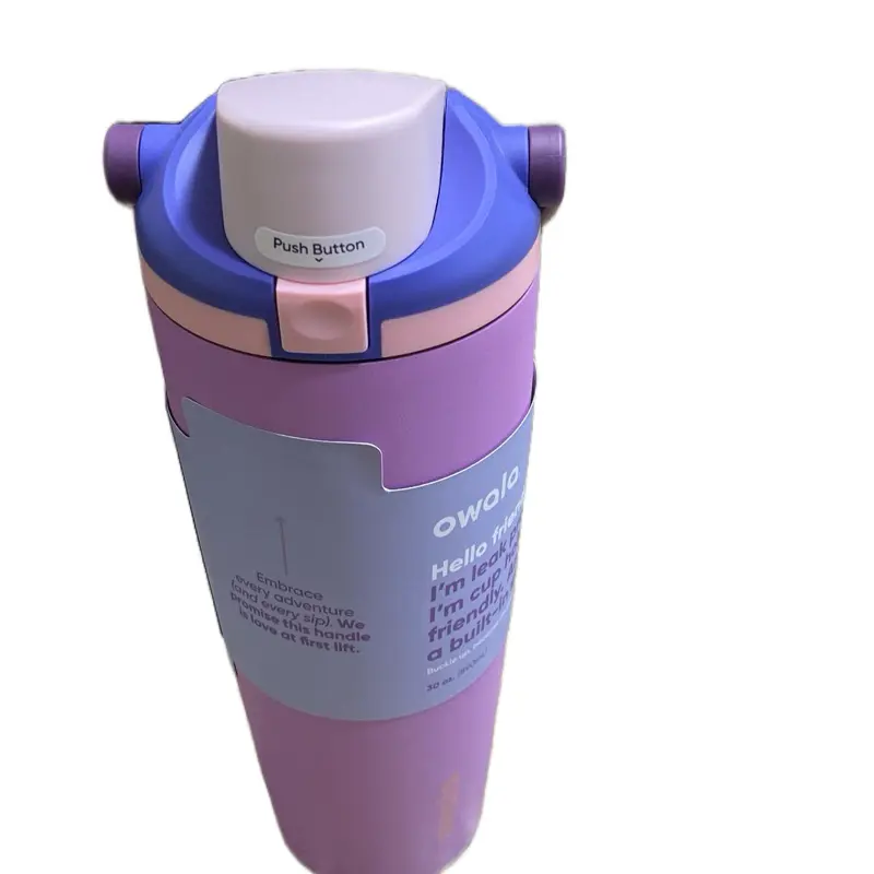 Owala Stainless Steel Tumbler - Purple Water Bottle for Storage with Push Button Feature