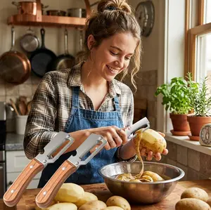 Vegetable Peeler with Wooden Handle and Bottle Opener,Stainless Steel Blade Kitchen Tool for Fruit Apple Potato