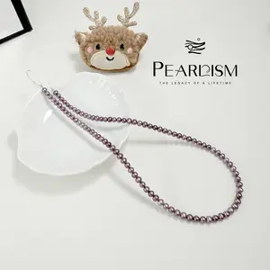 PEARLISM Purple Freshwater AK Pearl Full Strand Necklace Dainty Luminous Collar Vibrant Luster Timeless Elegance Daily Wear Comfort-N52-3A