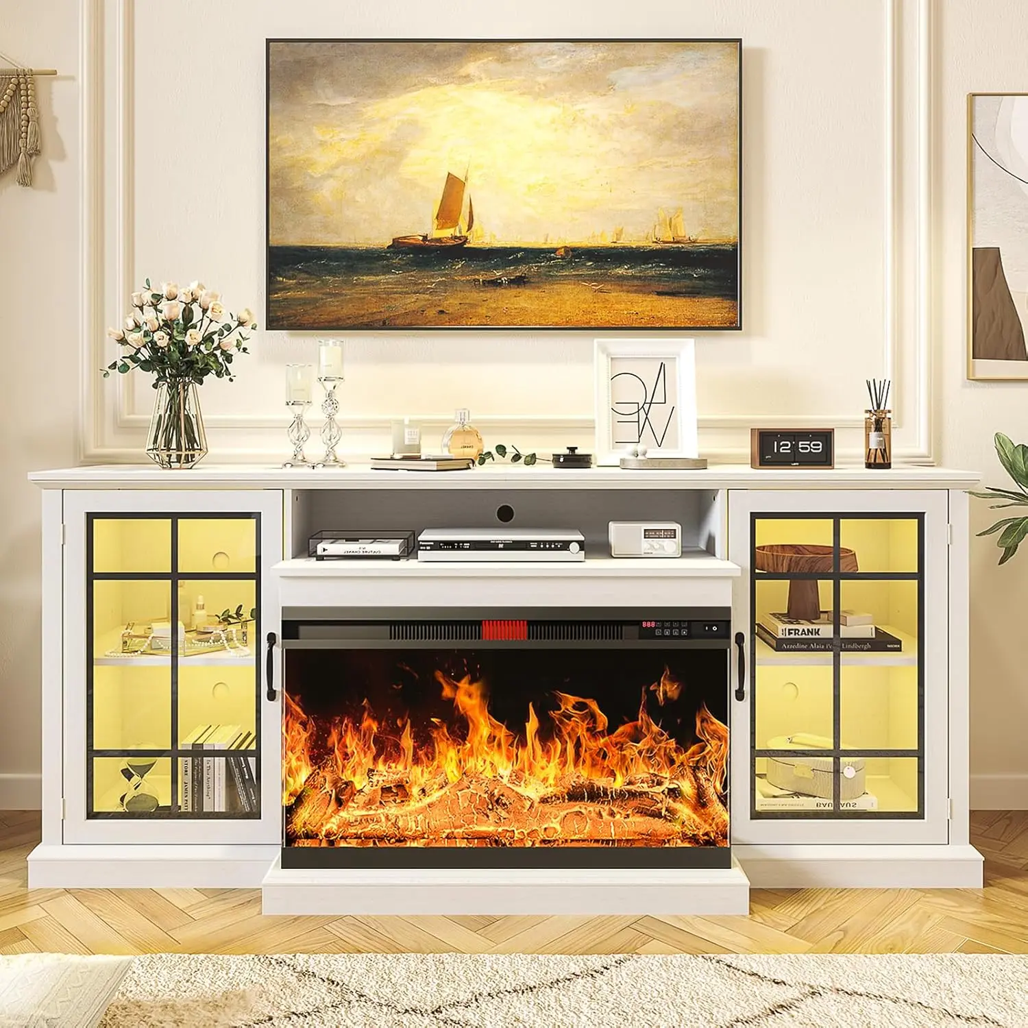 80in+36in Black Fireplace
