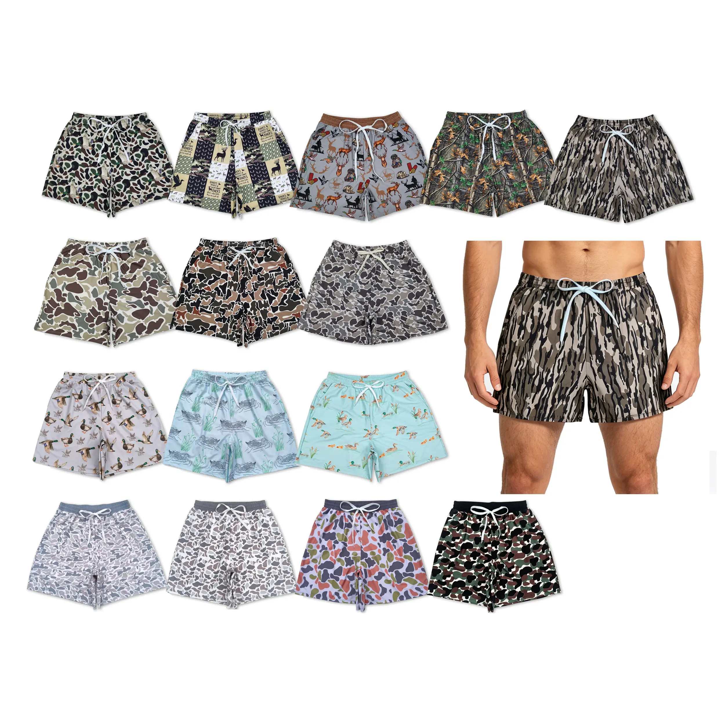 Men's Quick-Dry Camo Athletic Swim Trunks - Lightweight Swimsuit Shorts for Summer Sports, Beach Fun in the Sun, Breathable Outdoor Swimwear Bottoms