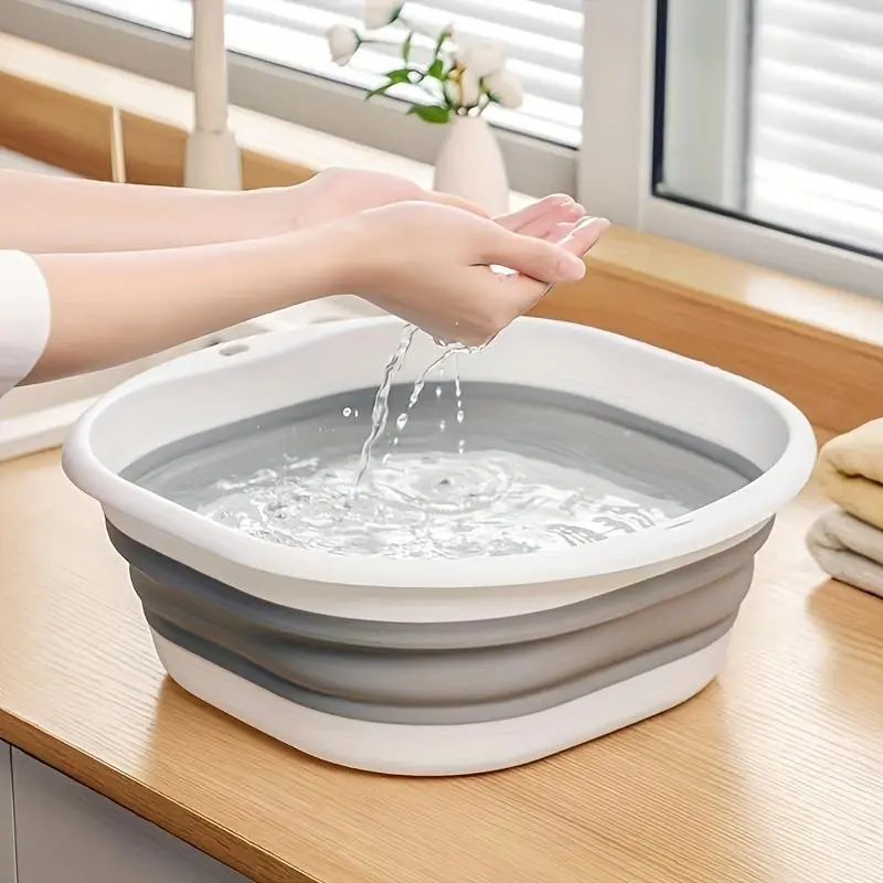 Large Foldable Wash Basin, Durable Plastic, Portable Oval Sink Bowl, Space-Saving Design, Ideal for Home, Dormitory, Camping