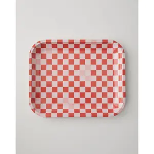 Large Red + White Checkerboard Tray