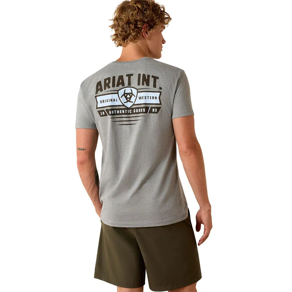 10073955 Ariat Men's Ariat Banner Badge Short Sleeve T-Shirt - Ice Berg