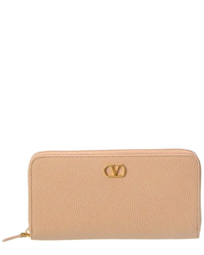 Valentino Vlogo Leather Zip Around Wallet