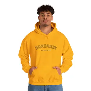 Men's Soft Stylish Ribbed Heavy Blend™ Cotton Pullover Hooded Long Sleeve Sweatshirt - Durable Fabric, Adjustable Tie, Classic Hem, Easy Matching, Pocket