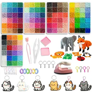 120 Color Fuse Beads Kit for Kids and Adults, Pixel Beads Set with Peg Boards, Ironing Paper, Tweezers and Craft Accessories for DIY Art, Keychains, Ornaments, Home Decor, School Projects and Handmade Gifts