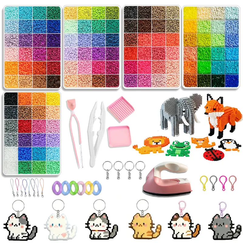 120-Color Mini Fuse Beads Kit for Kids - DIY Beads Making Set with Peg Boards, Ironing Paper, Tweezers, Craft Accessories, for Home Decor, Keychains, Handmade Gifts