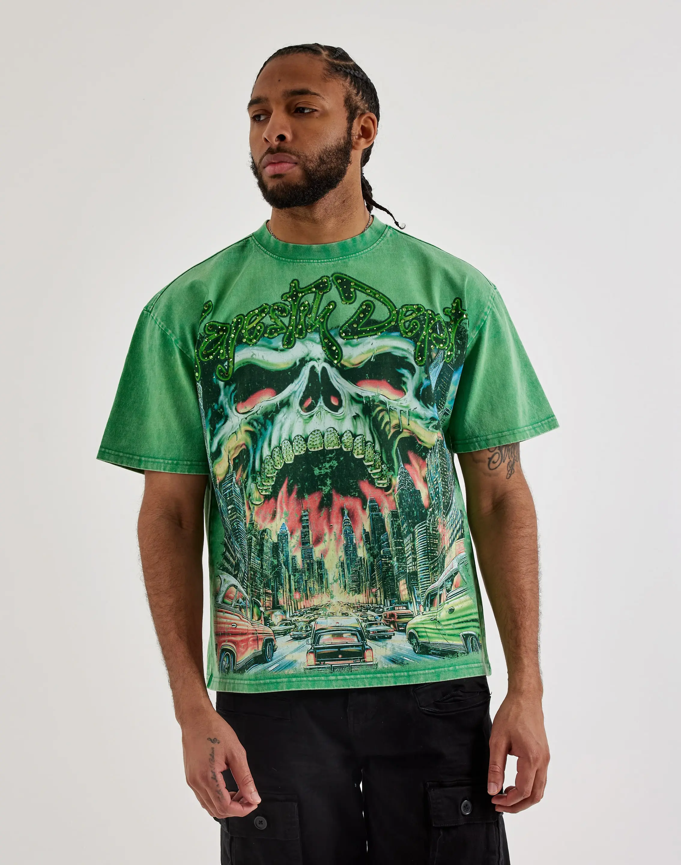 Mens Majestik City View Rhinestone Tee