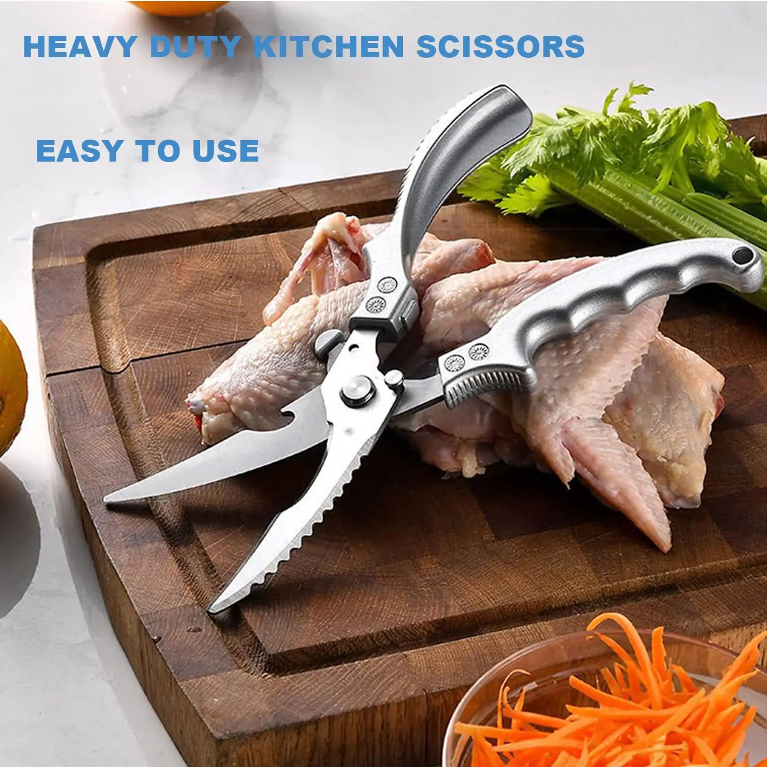 1PCS Heavy-Duty Poultry Shears - Sharp Stainless Steel Kitchen Scissors with Ergonomic Non-Slip Handle, Spring-Loaded - for Chicken, Meat - Home Kitchen Cutting Tool