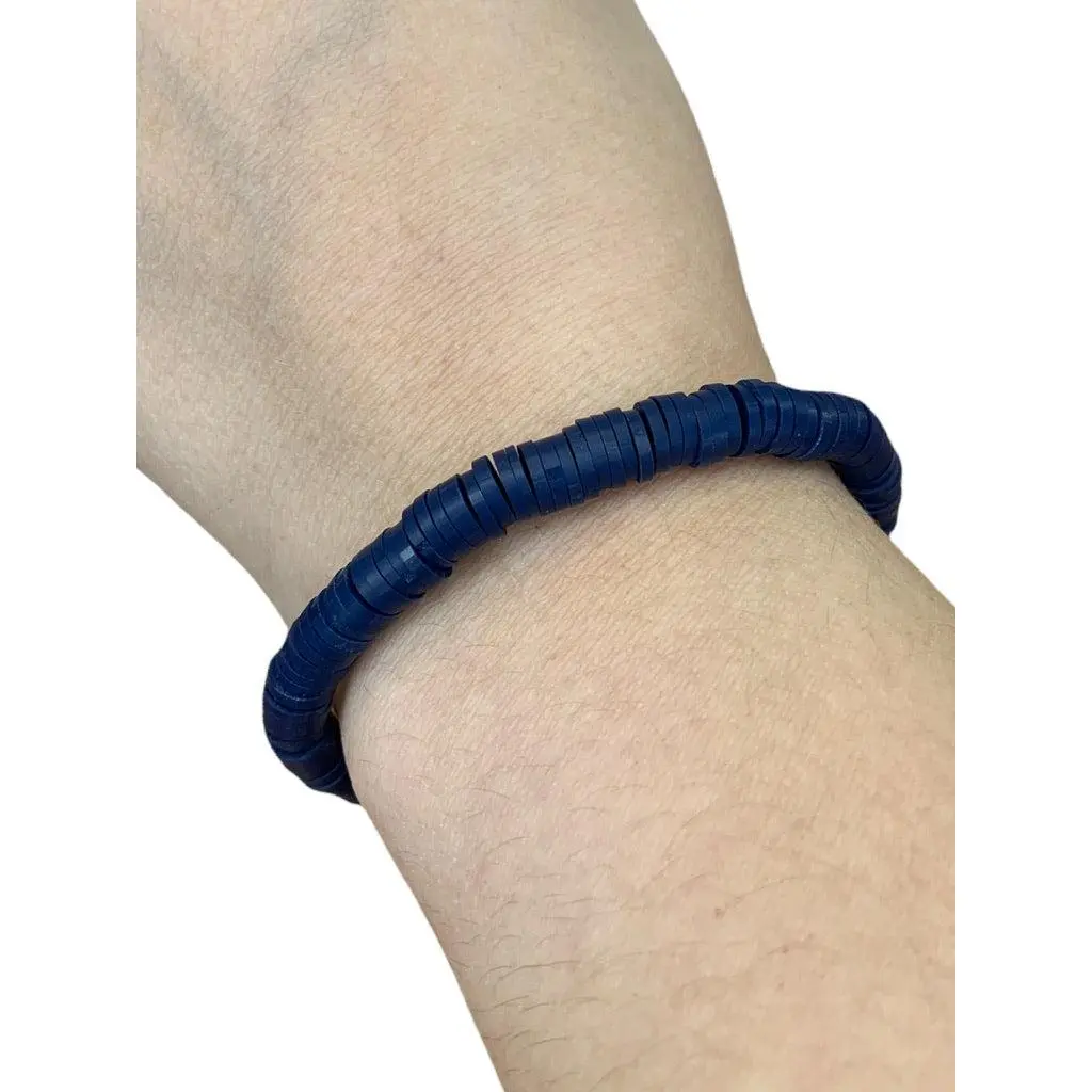 Navy Polymer Clay Elastic Surfer Bracelet