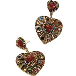 Heart Shape Mixed Color Dangle Earrings, Ear Accessories Gift For Girls