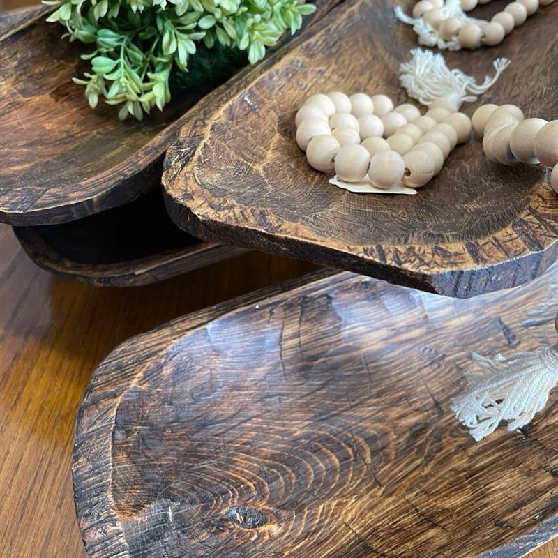 Handmade Santa Fe Wood Dough Bowl - Natural Wood Tableware with Unique Design and Decorative Elements - Wooden
