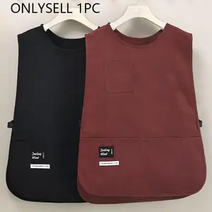 Solid Color Apron with Pocket, 1 Count Fashionable Breathable Apron, Kitchen Apron for Cooking, Household Apron for Kitchen, Coffee Shop, Kitchen Cooking Aprons