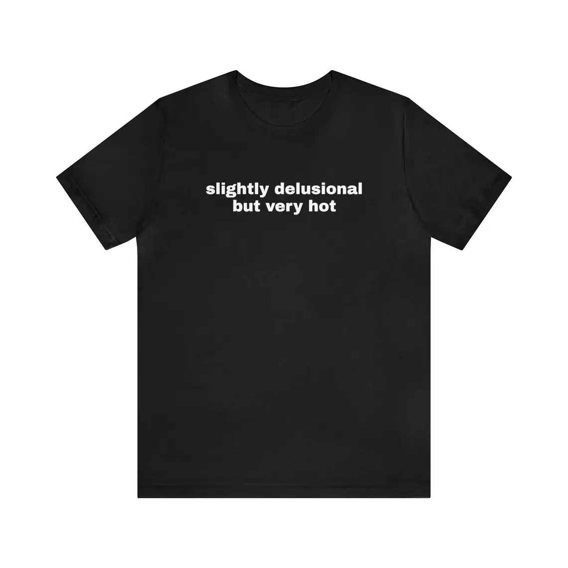 Slightly Delusional But Very Hot - Funny T-Shirts, Meme Shirts, Ironic Shirts, Gag Gifts, Parody Gifts and more, Adult funny T-shirt, Gift for Woman and Man
