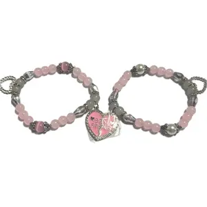 Best Friends Bracelet Pink - Friendship Jewelry with Heart Charm