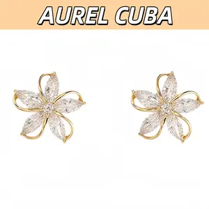 1 Pair Flower Design Ear Studs, Vintage French Romantic Flower Earrings, Elegant Jewelry for Women
