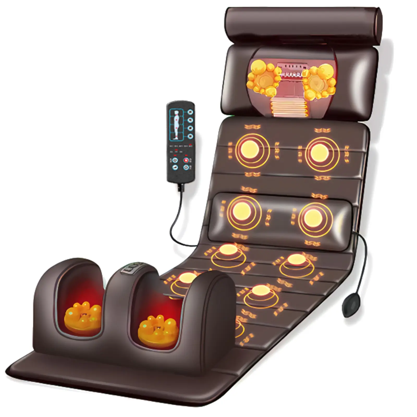 Full Body Vibrating Massage Mat with 10 Motors, 3 Strength Levels, Removable Heating Massagers for Neck, Leg & Ft (Manual Massage Tool for Beauty & Personal Care)