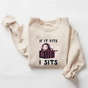 Demond Slayer Nezuko If It Fit I Sits Sweatshirt Hoodie T-shirt Sweatshirt, Hoodie Casual Classic