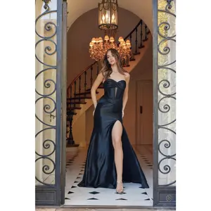 Nox Anabel -T1489 Sweetheart Strapless Draped Satin Dress