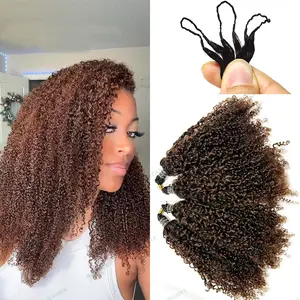 Ombre Hair 1b 4 Feather Crochet Human Hair Extensions Pre Looped For Black Women Knotless Pre Separated Afro Kinky-curly Human Crochet Hair Bundles For Braids