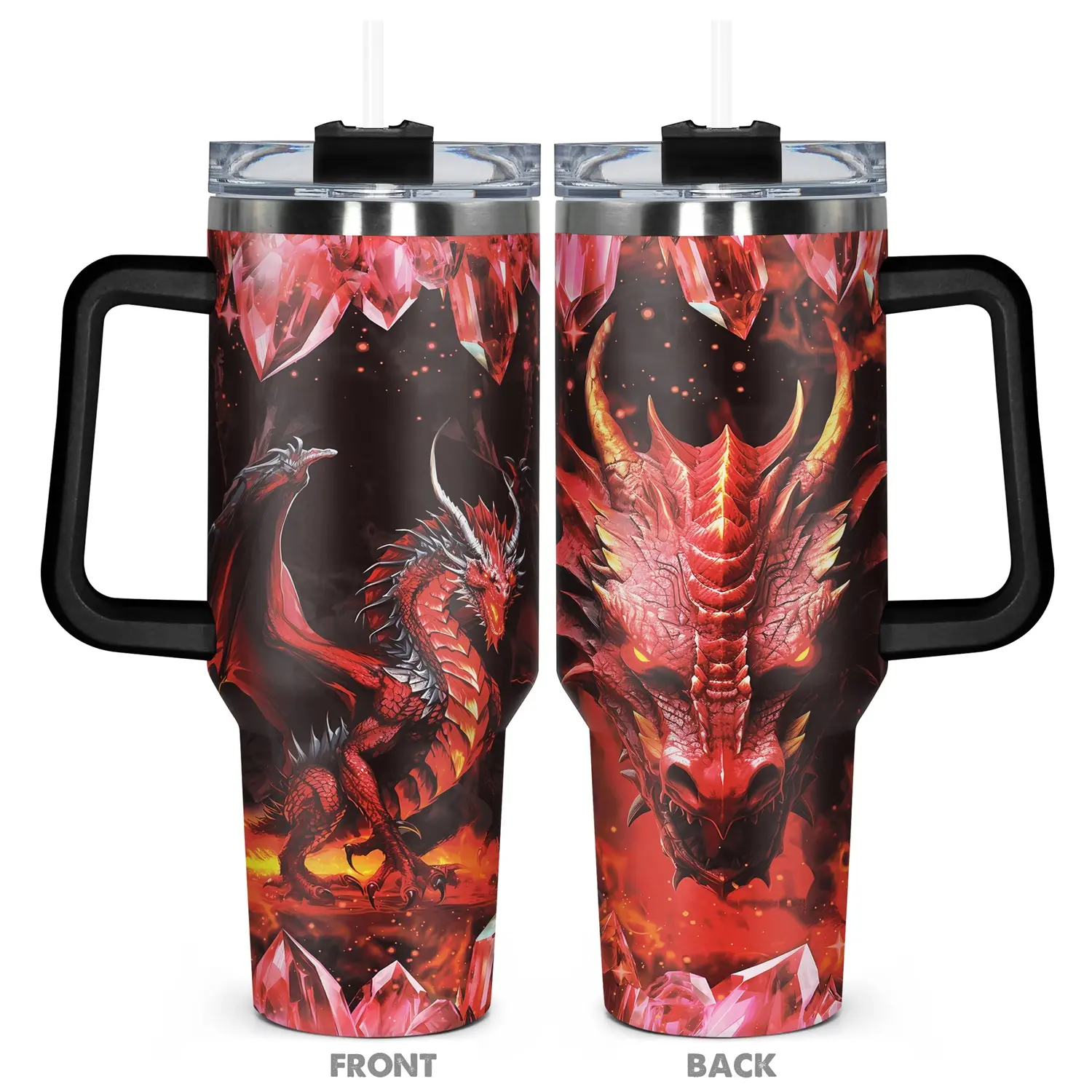 1pc, Gifts for Dragon Lover 40oz Tumbler, Funny Dad Tumbler, Dragon Print, Insulated Travel Tumbler, Insulated Tumbler Cup, Stainless Steel Tumblers, Insulated and Durable, Gift for Any Occasion
