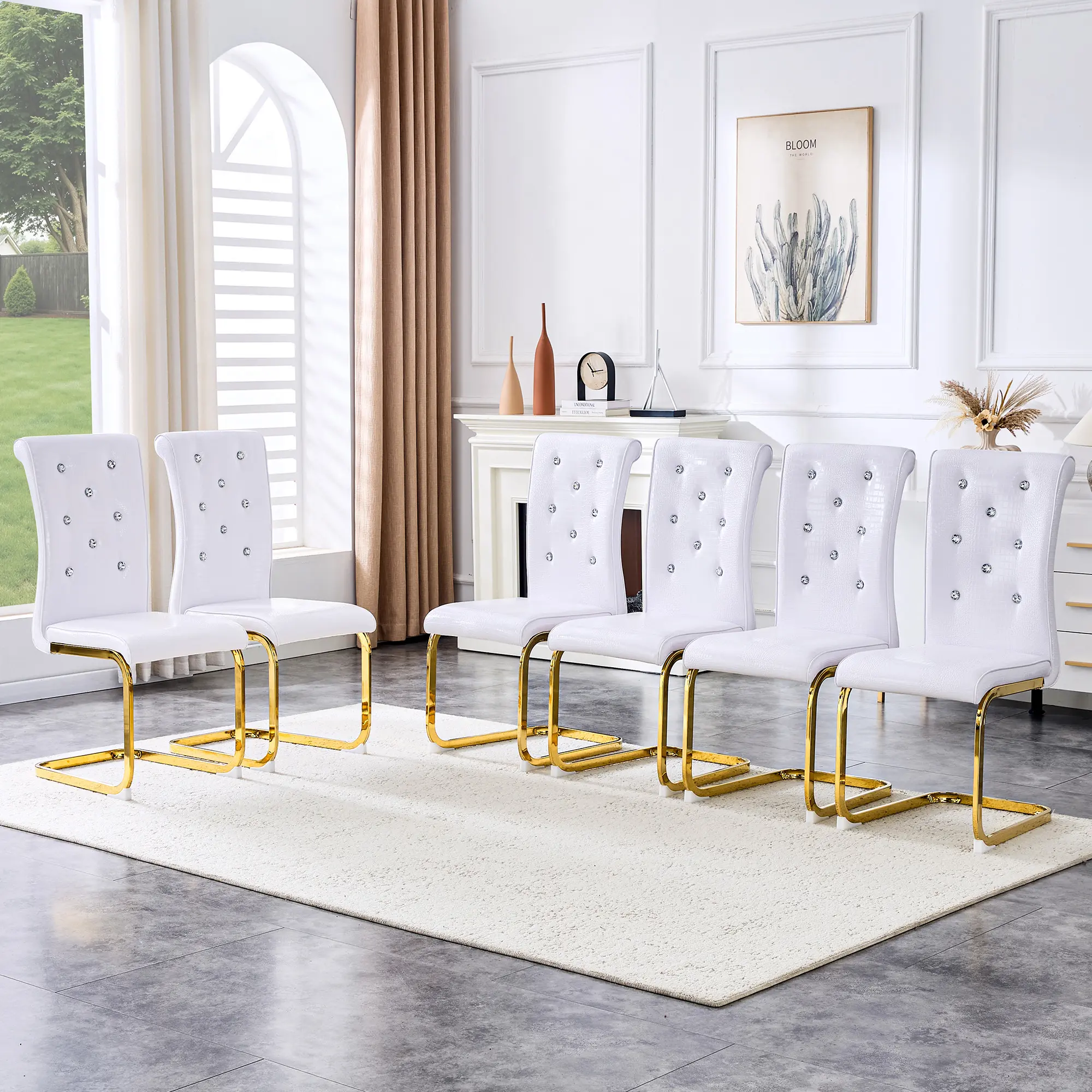 Modern Dining Chairs Set of 2/4/6,Faux Leather High Back Upholstered Side Chair golden metal legs,Ergonomic dining chair,Waterproof Faux Leather Dinner Chairs,For Dining Room Kitchen, Living Room, Vanity,Bedroom and Offices