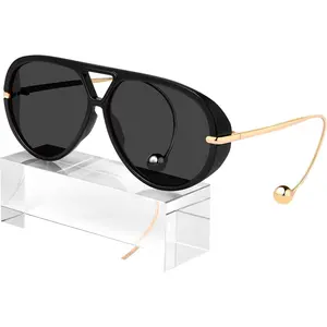 2025 Luxury Trendy! Women’s 70s Retro Oversized Aviator Sunglasses | Big Shield Frame + Built-in Earring