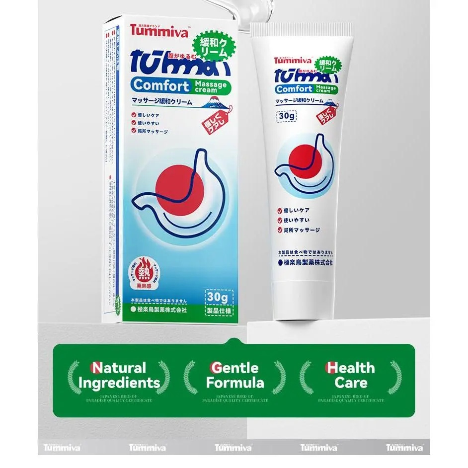 Tummiva Comfort Massage Cream-Gel - 30g Naturally Derived, Skin-Friendly Herbal Blend for Stomach Pain, Indigestion, Bloating Relief, Plant-Based Digestive Wellness Aid
