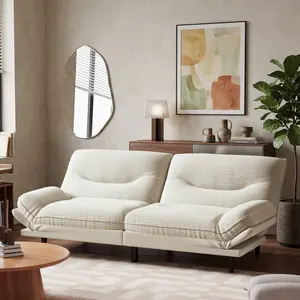 Convertible Futon Sofa Bed, 2 Seater Loveseat Sleeper Sofa with Adjustable Backrest & Armrest, Twin Size Futon Couch for Living Room, Bedroom, Apartment & Small Space