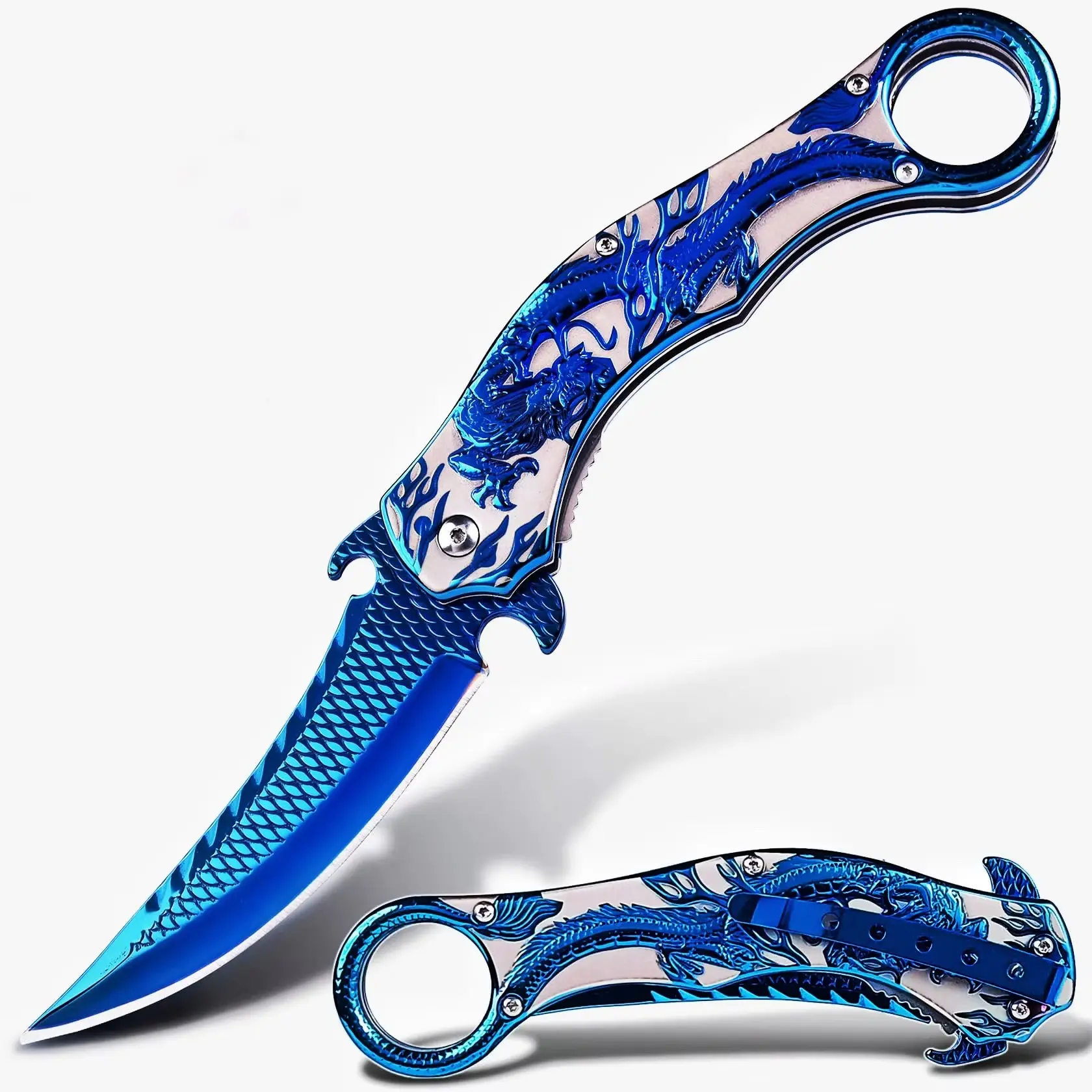 Stainless Steel Survival Hunting Pocket Knife with Frame Lock, U.S.A Flag Design Hunting Gear for Kitchen Use