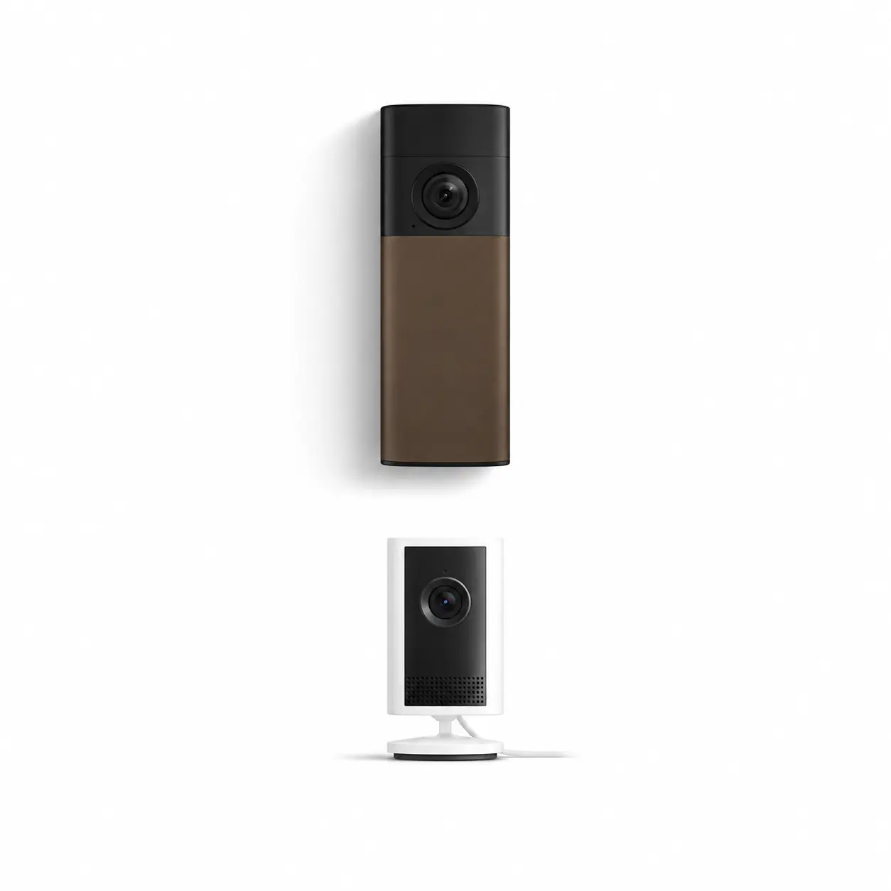 Matte Mocha Ring Battery Doorbell (Newest Model) with Black Indoor Cam Plus, Home Security Video Doorbell System