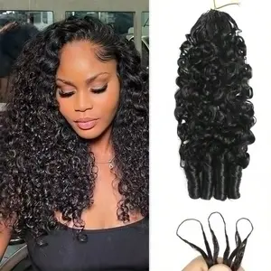 Crochet Human Hair Burmese Curly Pre Separated Knotless Deep Wave Crochet Hair  Kinkycurly Human Hair Bundles With Spiral Curls End Can Wear Hair