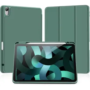 for iPad Air 11 Inch Case (M2) 2024, iPad Air 5th Generation Case 2022/iPad Air Cases 4th Generation 2020 10.9 Inch with Pencil Holder, Soft TPU   Protective Cover (Midnight Green)
