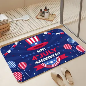 Patriotic 4th of July Red White Blue Uncle Sam Hat Soft Diatomite Bath Mat 16*24" |   Instant Water Absorbing Non Skid Mildew Resistant Shower Rug Stylish Independence Day Bathroom Decor Mat for Holiday Home Lovers