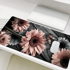 Floral Pattern Mouse Pad, 1 Count Rectangle Gaming Mouse Pad, Non-slip Rubber Base Stitched Edge Desk Pad for Desk Laptop Desktop, Gift for Friends Women