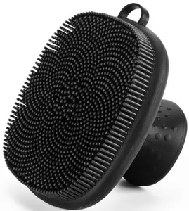 Face Scrubber, Premium Silicone Face Scrubber Handheld Facial Cleansing Brush Skin Care Tools Body Scrubber Waterproof Face Brushes for Men Women Exfoliating, Black