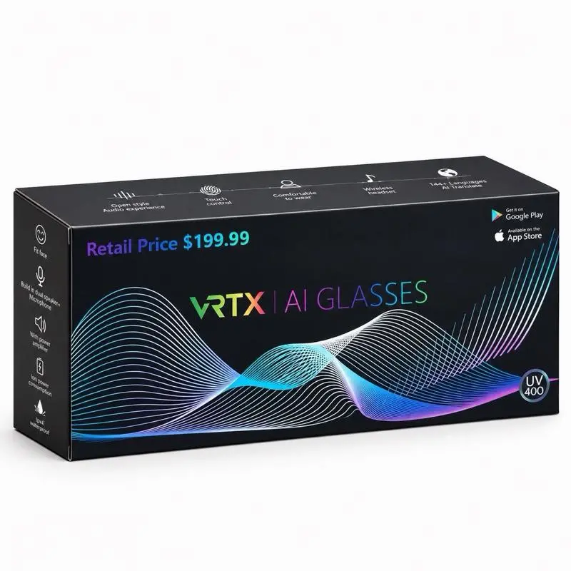 VRTX Ai Smart Glasses, Modern Wearable Gadget with Bluetooth Connectivity and Voice Control