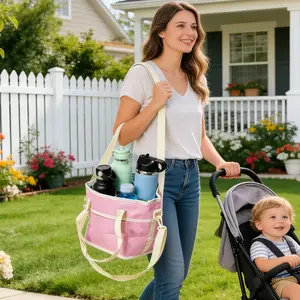 Family Size 4 Compartment Drink Bag, Multiple Tumbler Carrier Caddy, With Adjustable Strap, Outings & Daily Use for Hiking, Beach, Sports, Family Organiser