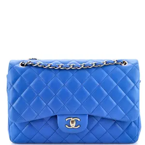 Pre-owned CHANEL Leather Shoulder Bags Classic Double Flap Bag Quilted Lambskin Jumbo by Rebag