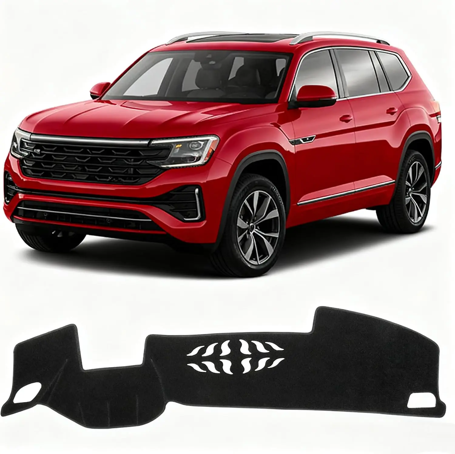 KUST Black Dash Cover for Volkswagen/VW Atlas 2024 2025 2026 with HUD Polyester Dashboard Cover Non-Slip Interior Accessories for VW Atlas Custom Fit Dash Mat Sunshade Windshield No Glare