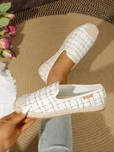 Women's Fashionable Woven Design Slip on Espadrilles, Casual Comfortable Square Toe Flat Shoes for Summer, Lightweight Breathable Shoes for Daily Wear, Girl
