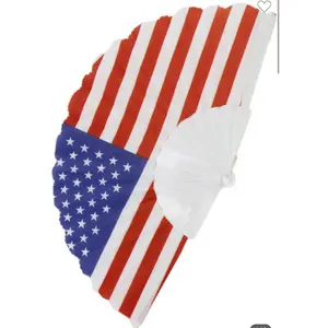 Mini Red White and Blue Hand Held Fans for Decor