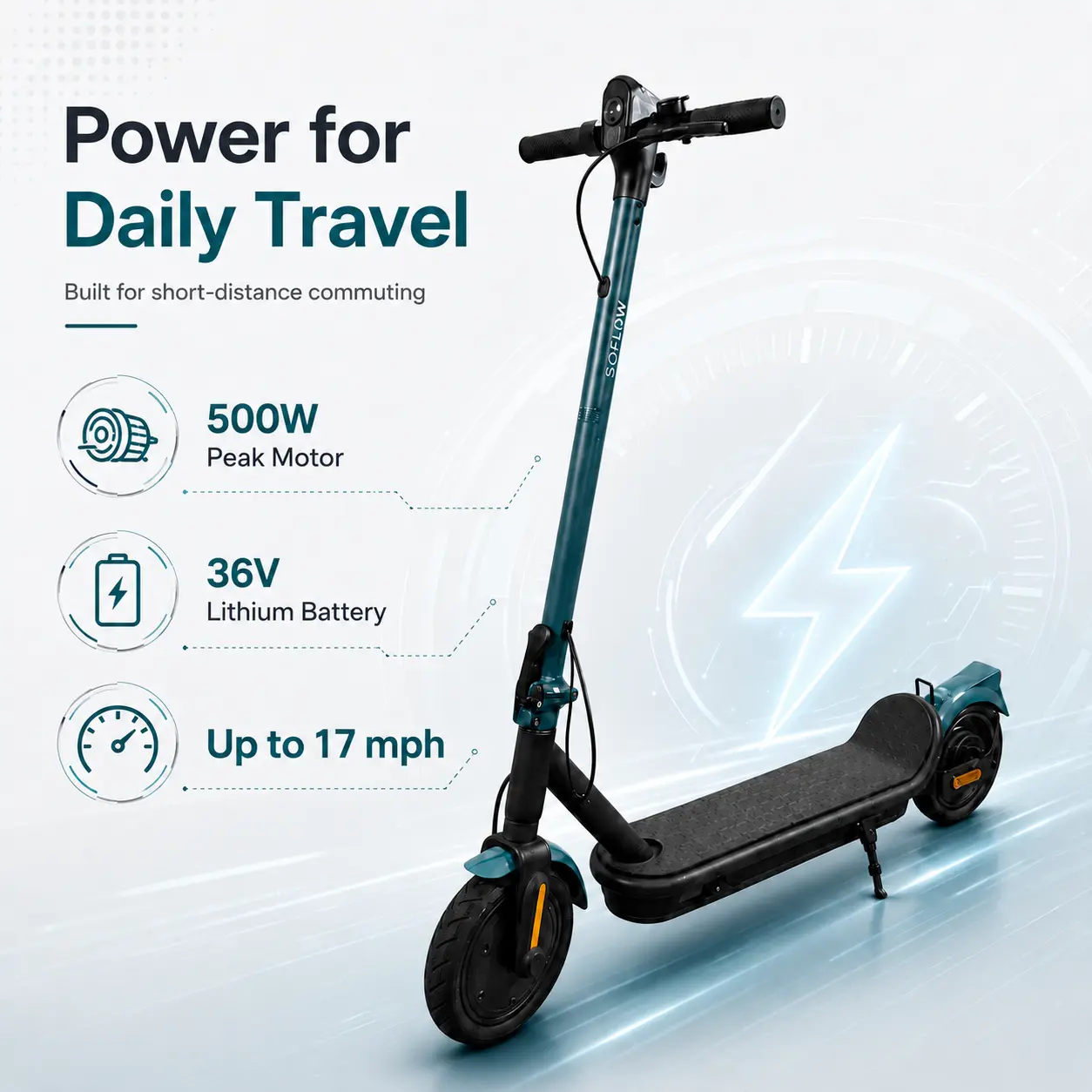 Adults & Teens Folding Electric Scooter, 17 MPH Max Speed, 36V battrey,15-20 Miles Range, 500W Peak, Climbable, Foldable Portable Commuter Scooter with 8.5'' Solid Tires,  Perfect Gift