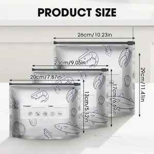 Reusable Aluminum Foil Sealable Storage Bags, Reusable Seafood & Meat Self-Sealing Freezer Bags, Stand-Up Foil Sealable Bags with Label & Ziplock for Vegetables - Keeps Fresh (30 Pieces, 3 Sizes)