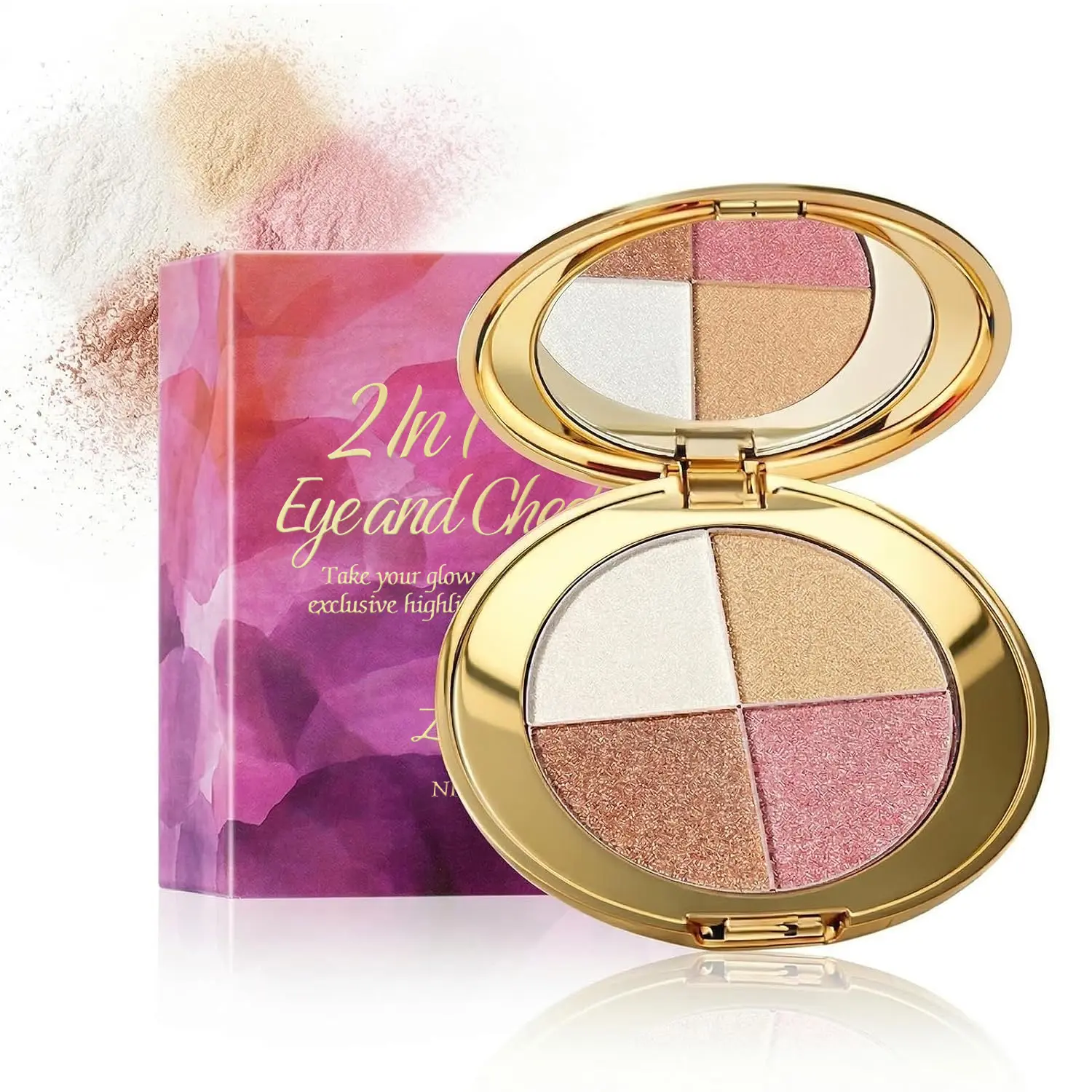 Eyes & Cheeks Makeup Palette - 4-in-1 Eyeshadow, Blush, Highlighter & Bronzer with Smooth Velvet Texture that Blends Easy, Travel-Friendly Full Face Makeup Kit, Perfect Palette Gift for Women