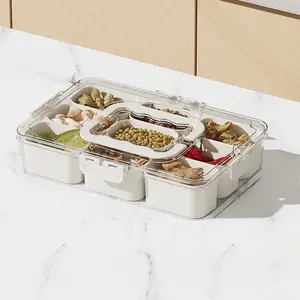 Divided Spice Storage Box, Kitchen Food Preserving Container for Organizing Messy Spices