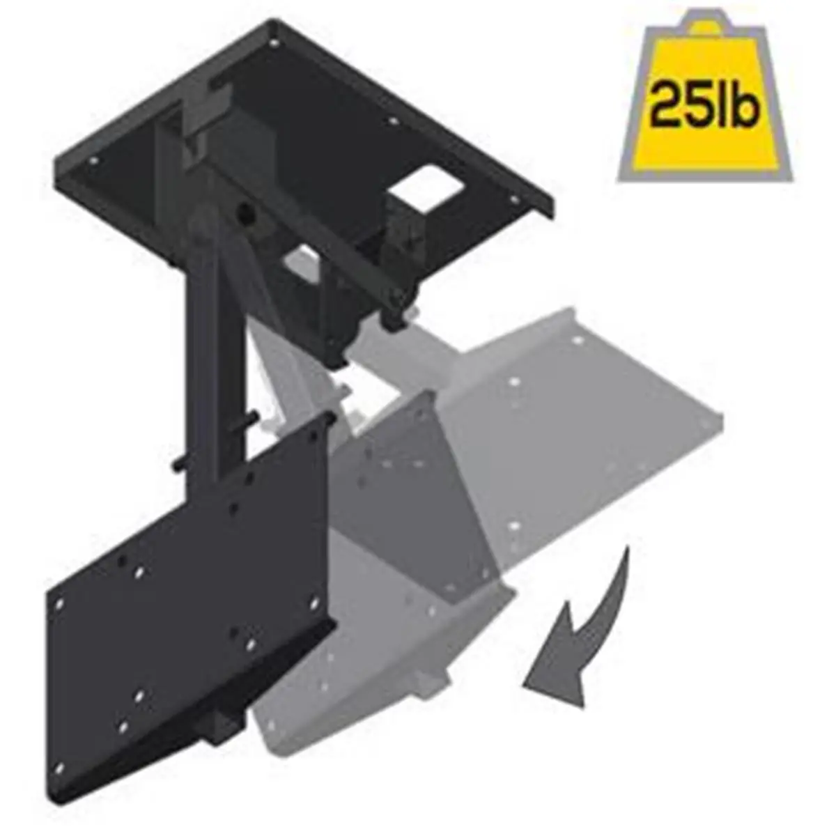 MORryde TV1080H Black Drop-Down Ceiling TV Mount - Ceiling Swing Down, Slow-Lower Control, Friction Pivot, VESA 200x200mm, Mounts to a Horizontal Surface, Lowers TV